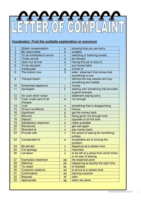 Letter Of Complaint English ESL Worksheets For Distance Learning And