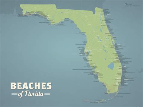 Florida Beaches Map 18x24 Poster Best Maps Ever