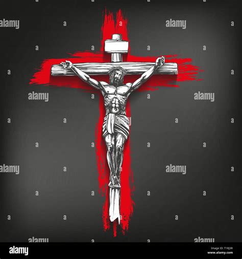 Jesus Christ, the Son of God, crucified on a wooden cross, symbol of ...