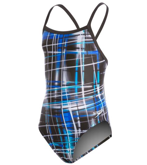 Speedo Girls Powerflex Eco Laser Sticks Swimsuit — Discosports