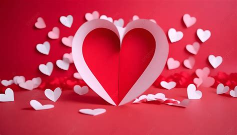 Papercut Red And White Heart On Background Paper Heart Heart Love