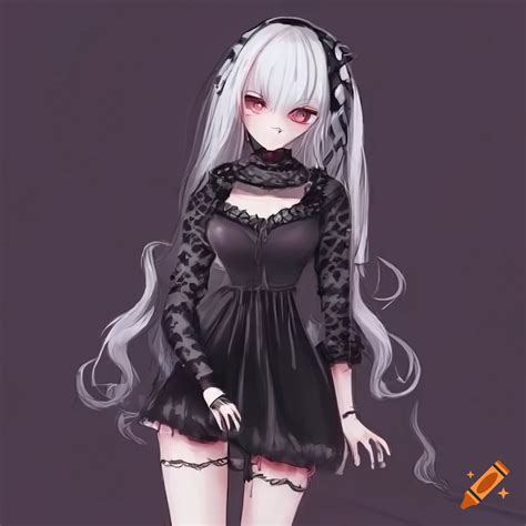 Goth Anime Girl In White Dress And Black Boots On Craiyon