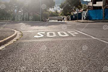 Road Marking, Street and Stop Sign with Mistake for Humor, Joke or ...