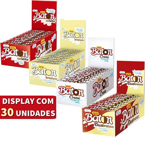 Chocolate Baton Garoto Ao Leite Branco Duo Ou Creme Display