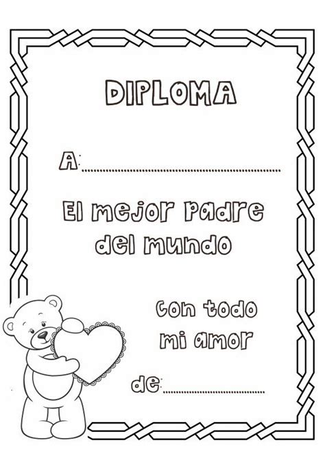 Dibujos Para Colorear Diploma Al Mejor Padre Del Mundo Diploma Al Mejor Papa Diplomas Dia