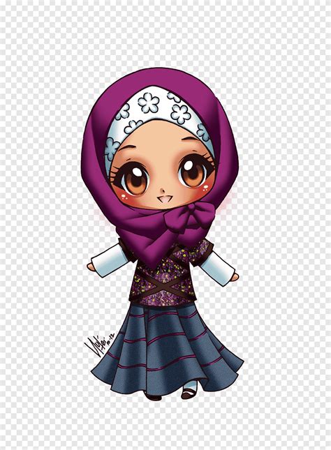 Female Wearing Hijab Sticker Chibi Islam Drawing Muslim Cartoon