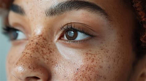 Closeup Of Freckles And Highlighted Skin Premium Ai Generated Image