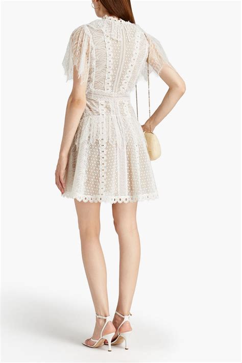 Zuhair Murad Paneled Swiss Dot Lace Mini Dress The Outnet