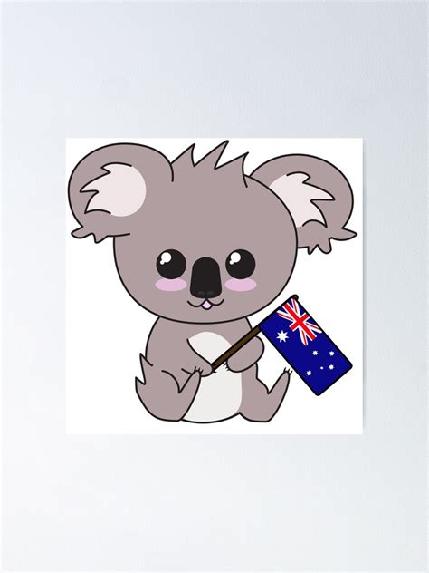 Baby Koala Holding Australian Flag Poster For Sale By Panostsalig