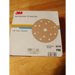 3M 36120 Hookit Gold Abrasive 15 Hole Disc 6 Box Of 100