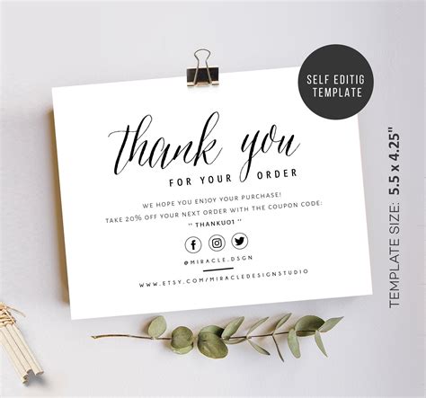 Business Thank You Insert Cards Customer Thank You For Your Order Inserts Thank You Packaging