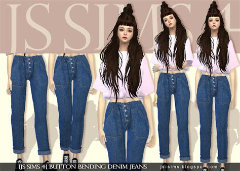 Js Sims Button Bending Denim Jeans Js Sims