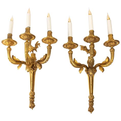 Pair Of 19th Century Regency Period Gilt Bronze Wall Lights For Sale At