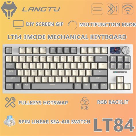 LANGTU LT84 3Mode Mechanical Keyboard Wireless DIY Screen RGB Hot