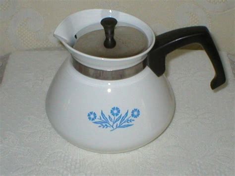 Corning Ware Teapot Kettle 6 Cup Blue Cornflower Vintage