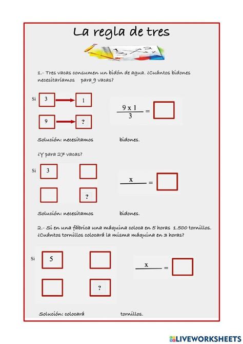 Regla De Tres Y Porcentajes Worksheet Ejercicios Interactivos Cuadro