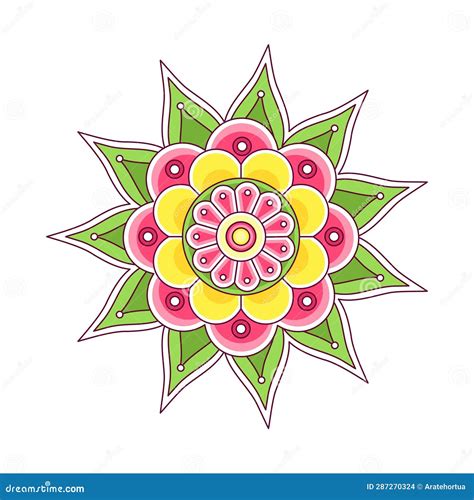 Vektor Diwali Cute Rangoli Mandala Abbildung Isoliert Vektor Abbildung