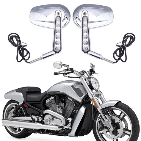 Motorcycle Rear View Mirror Led Turn Signal Light For Harley Davidson V