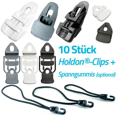 10 Holdon Clip Spann Gummi Fix Befestigung Banner Plane Zelt Klammer