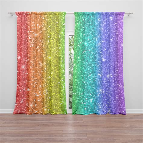 Rainbow Colored Curtains Pulled Back