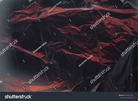 Abstract Blackandred Texture Made Crumpled Polyethylene Stock Photo