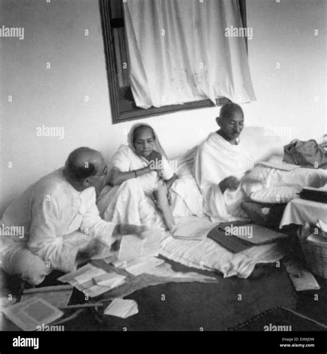 Mahadev Desai ; Kasturba Gandhi and Mahatma Gandhi at Abotabad Peshawar ...