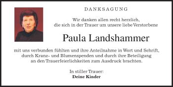 Traueranzeigen Von Paula Landshammer Trauer Merkur De