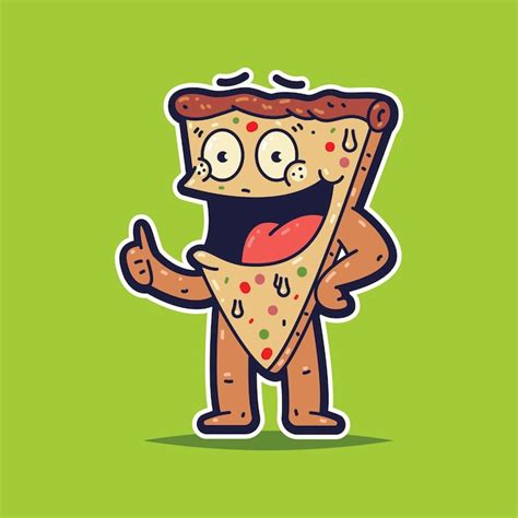 Personagem de desenho animado de vetor de fatia de pizza engraçado