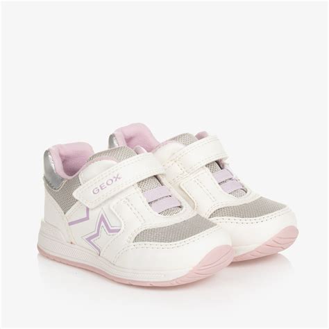 Geox Girls White And Pink Velcro Trainers Childrensalon