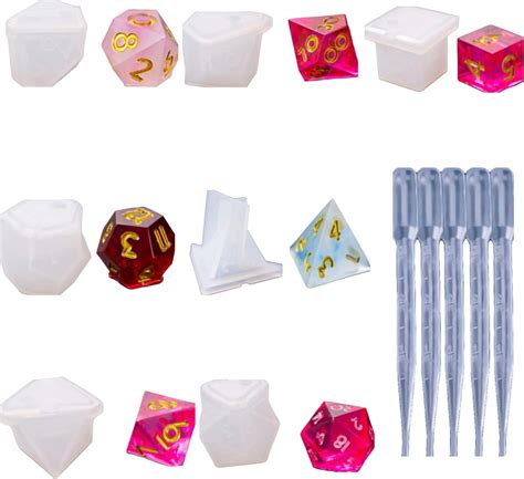 7pcs Dice Molds For Resin Fillet Square Triangle Dice Mold