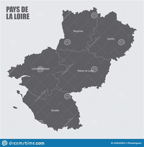 Mapa Administrativo De Pays De La Loire Ilustración del Vector