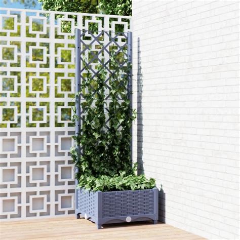 MiCasa Italia Fioriera Da Giardino E Graticcio Grigio Scuro 40x40x121