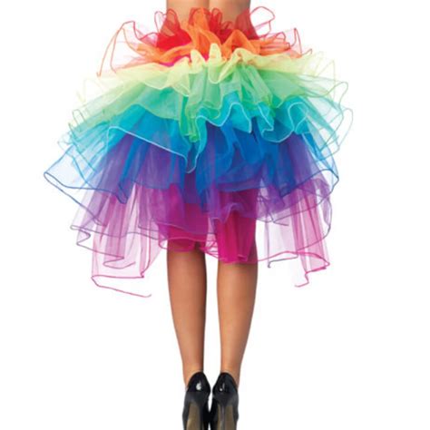 Rainbow Neon Tutu Skirt Rave Party Dance Half Bustle Burlesque Sexy