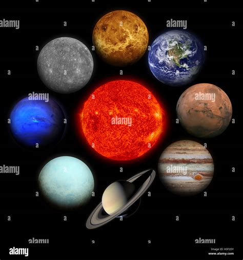 Sistema Solar Los Planetas Sobre Fondo Negro El Sol Mercurio Venus