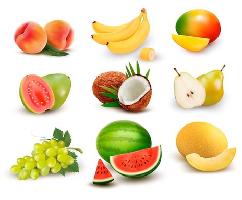 Premium Vector Sweet Fruits Banana Pineapple Apple Melon Mango