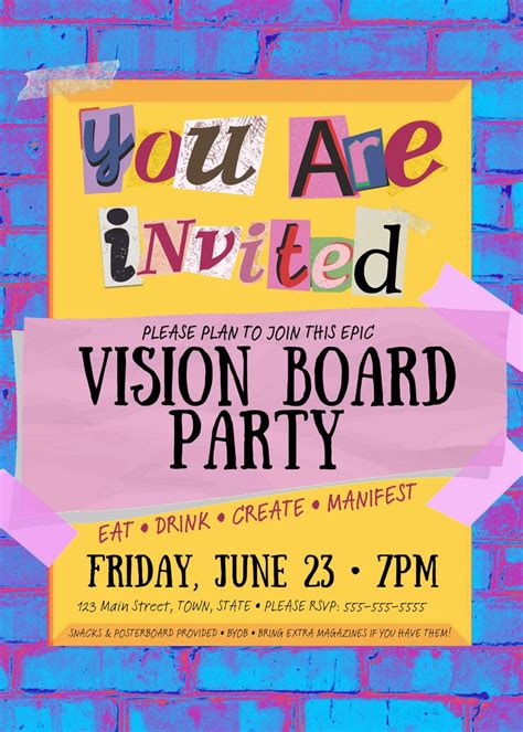 Vision Board Party Invitation Template Instant Download Canva Template ...