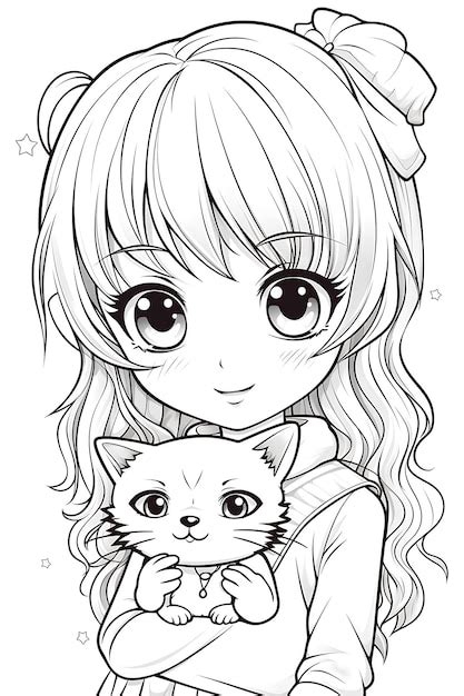 Premium Vector | Anime coloring page