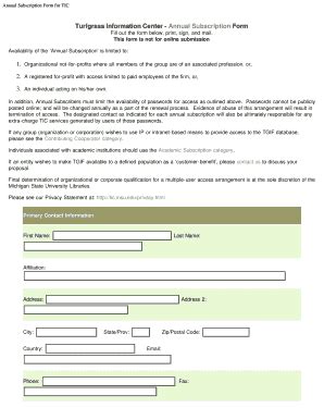 Fillable Online Tic Msu Annual Subscription Form As Printable Pdf The