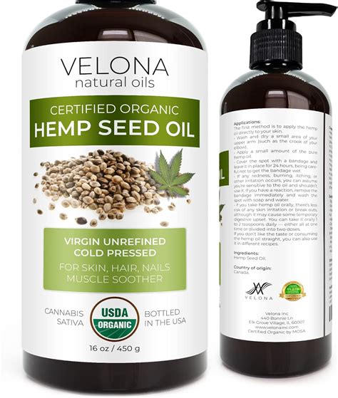 Amazon Velona Hemp Seed Oil USDA Certified Organic 16 Fl Oz