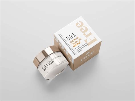 Free Cosmetic Box With Jar Mockup Psd