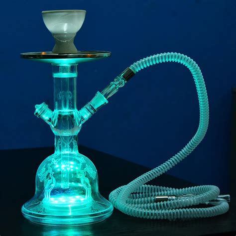 New Acrylic Shisha Pipe Set Hookah Narguile Frete With Led Light Bowl Hose Spring Charcoal Tongs