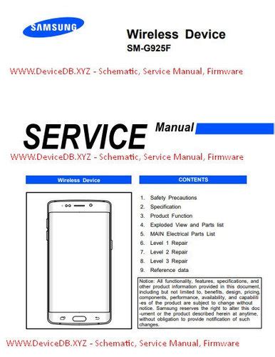Samsung SM G925F Galaxy S6 Edge тех документация сервис мануал