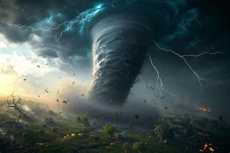 Premium Photo A Powerful Tornado Sweeps Across The Landscape