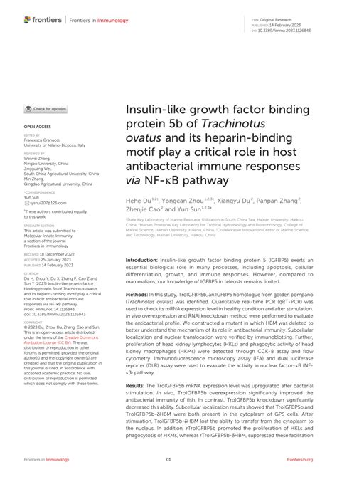 PDF Insulin Like Growth Factor Binding Protein 5b Of Trachinotus