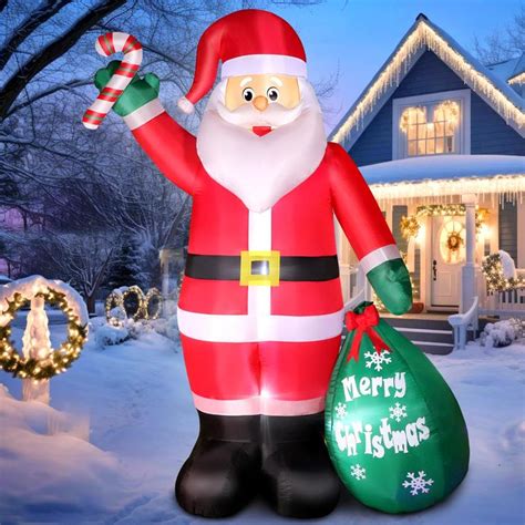 8 Ft Christmas Inflatables Santa Claus With Candy And Big T Bag