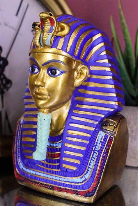 Ebros Golden Cobra And Vulture Mask Of Pharaoh King Tut Bust Statue