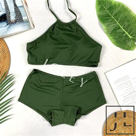 Jual Bikini Lazure Solid Colors Bikini Set Bikini Pantai Baju Renang Shopee Indonesia