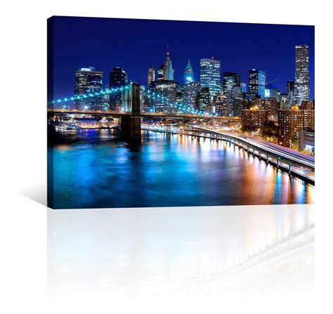 Cuadro Decorativo Nueva York Canvas Puente De Brooklyn Noche Mercado