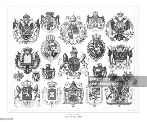 Coats Of Arms Engraving Antique Illustration Published 1851 High Res Vector Graphic Getty Images