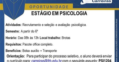 Ruy Carreiras Oportunidade de estágio em Psicologia